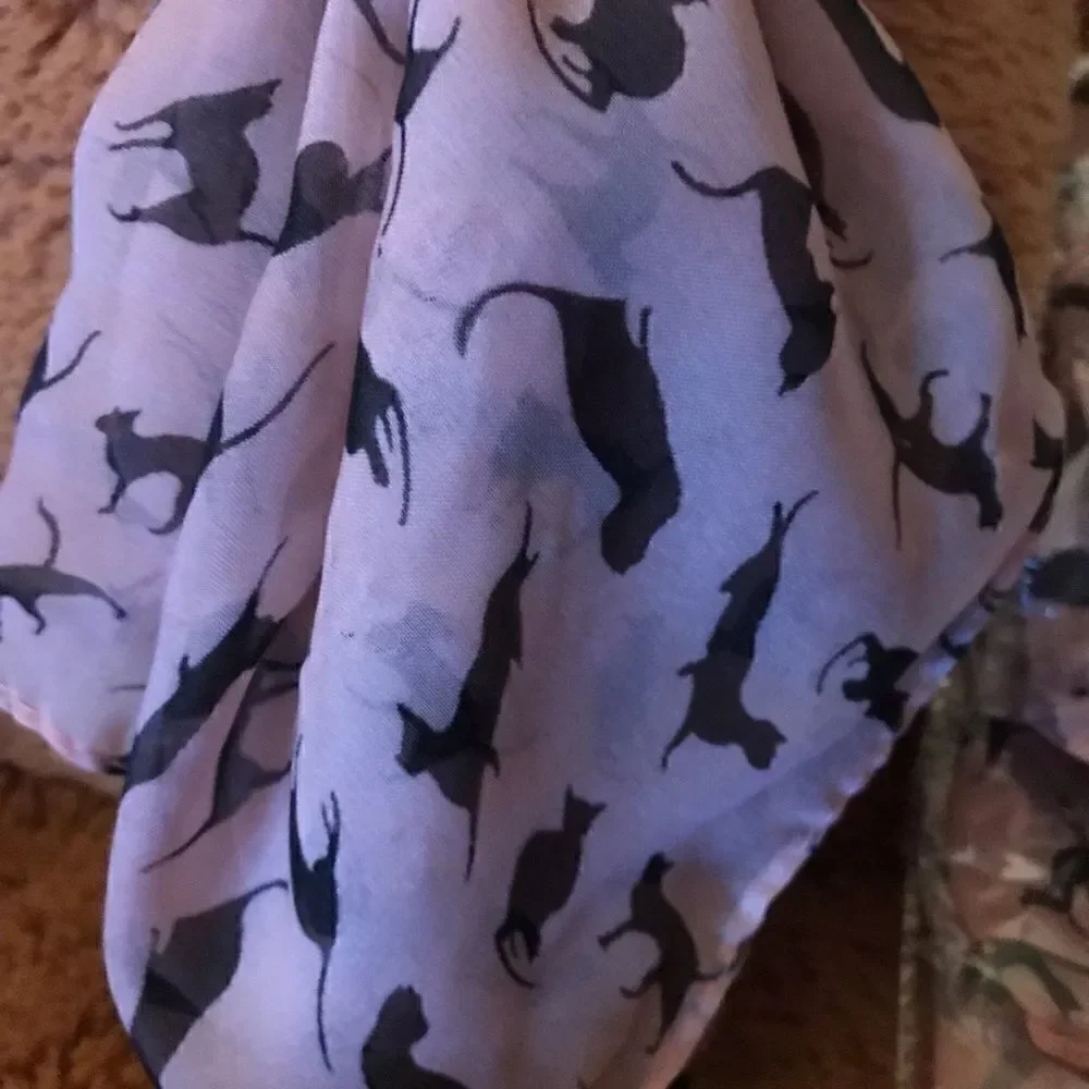 Pink Cat Silk  Scarf